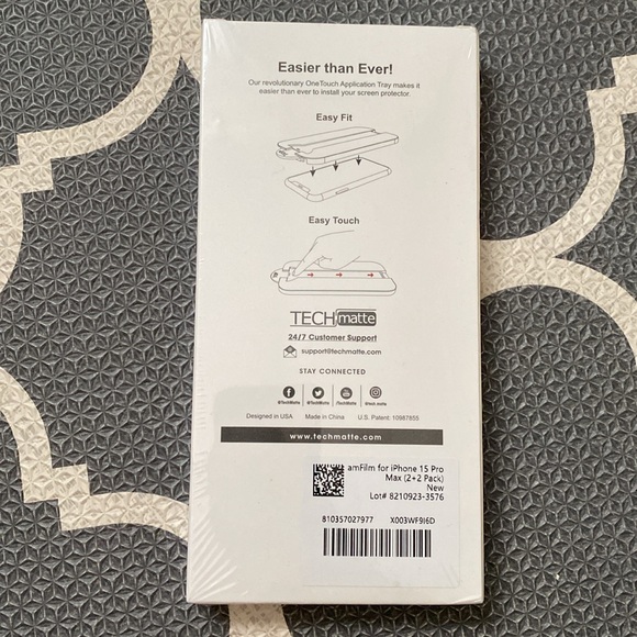 amFilm iPhone 15 Pro Max Screen Protector Tempered Glass & Camera Lens Protector - Picture 2 of 4